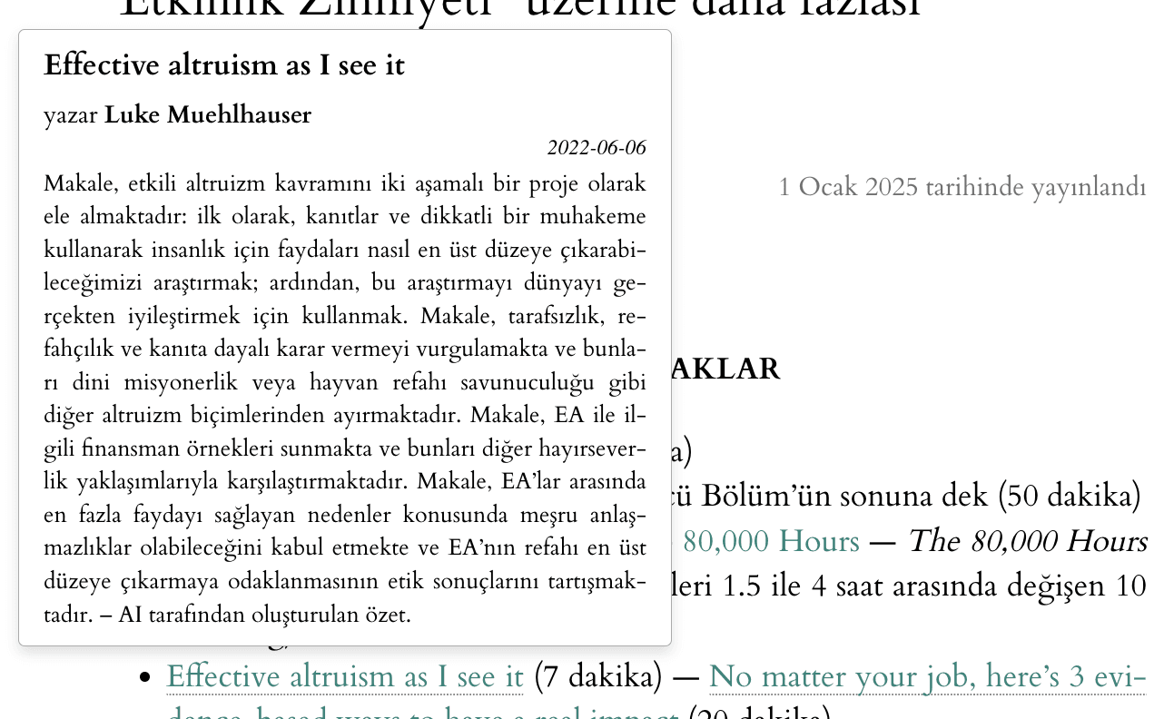 Alıntı yönetim sistemini vurgulayan ekran görüntüsü